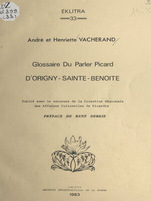 cover image of Glossaire du parler picard d'Origny-Sainte-Benoîte